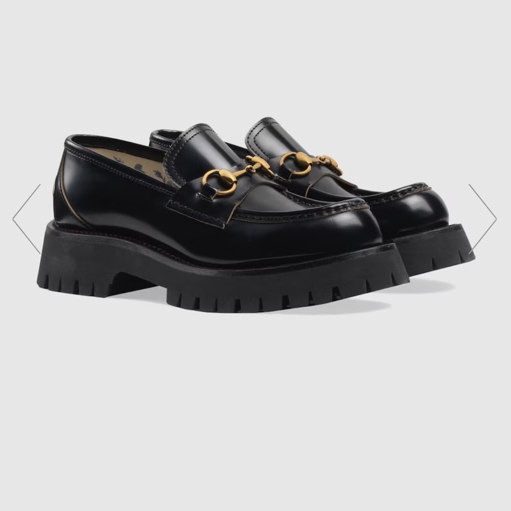 GUCCI WOMEN'S LEATHER LUG SOLE LOAFER